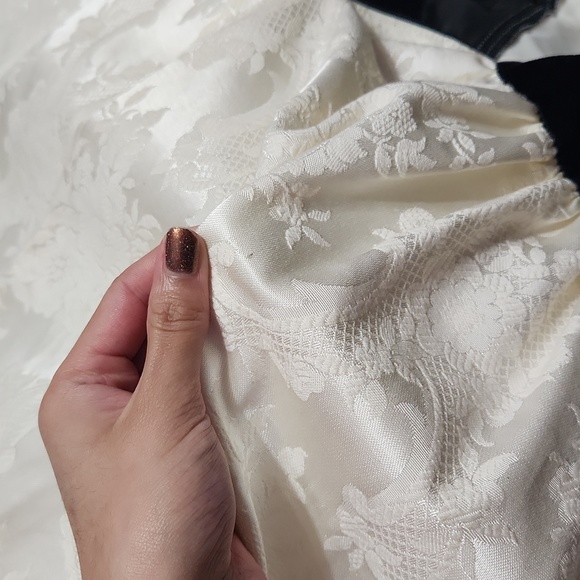 Vintage Jessica McClintock Puff Sleeve Velvet Lace Brocade Formal Midi Dress - Picture 14 of 15